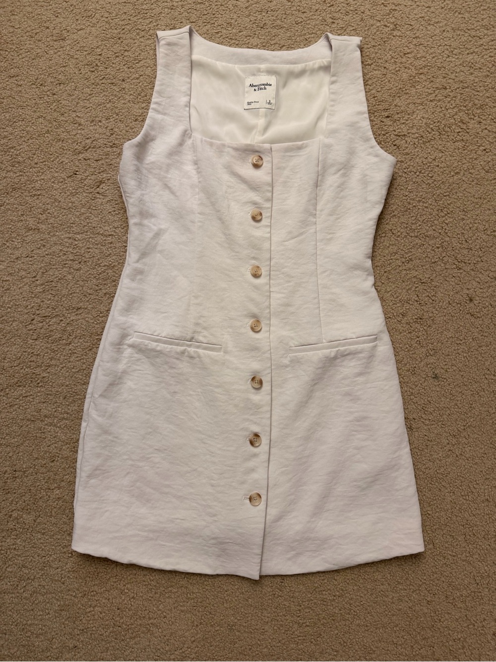 Abercrombie & Fitch Cream Button-Front Mini Dress